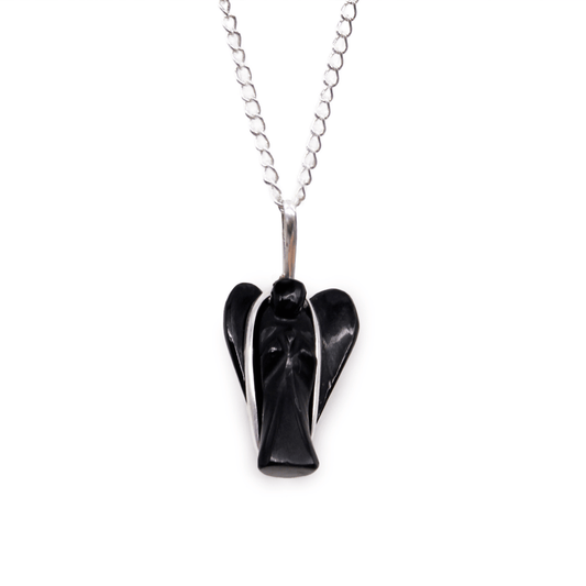 Gemstone Guardian Angel Pendant - Black Agate - Quantum Creative