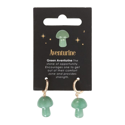 Aventurine Crystal Mushroom Earrings