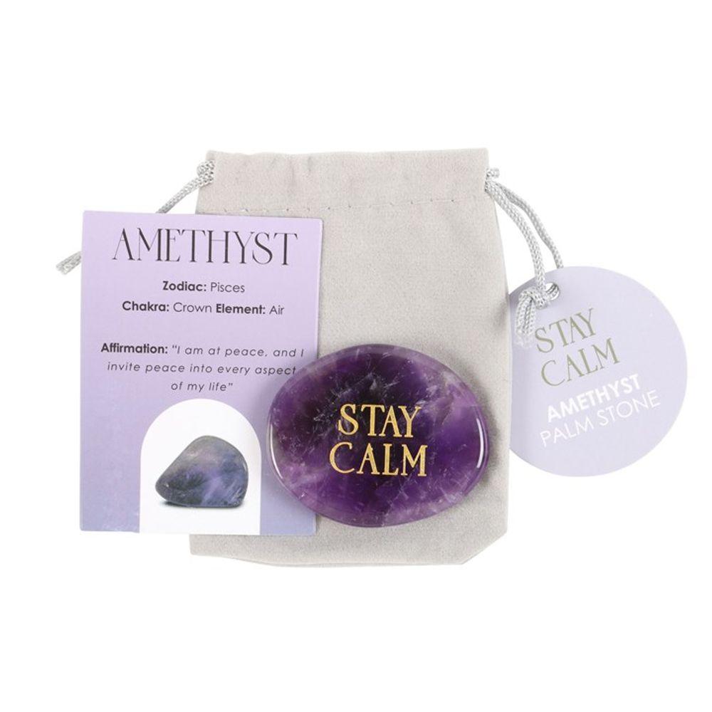 Stay Calm Amethyst Crystal Palm Stone - Quantum Creative