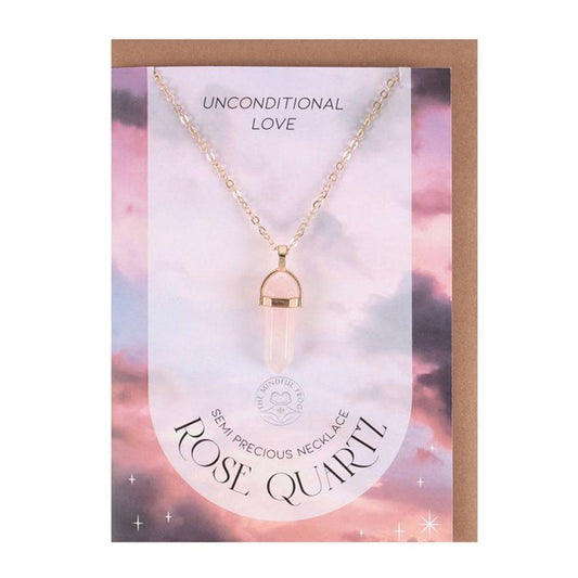 Rose Quartz Crystal Necklace Card - Quantum Creative