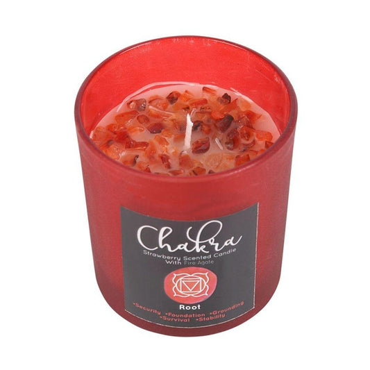 Root Chakra Strawberry Crystal Chip Candle - Quantum Creative