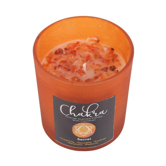 Sacral Chakra Orange Crystal Chip Candle - Quantum Creative