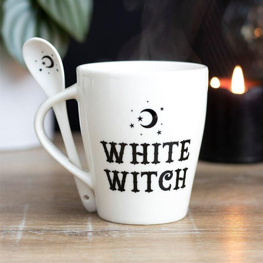 White Witch Mug and Spoon Set - Quantum Creative