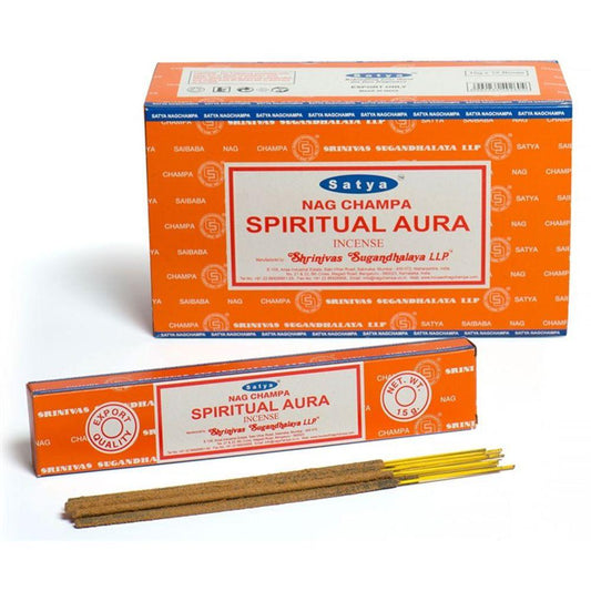 Set of 12 Packets of Spiritual Aura Incense Sticks by Satya - Quantum Creative